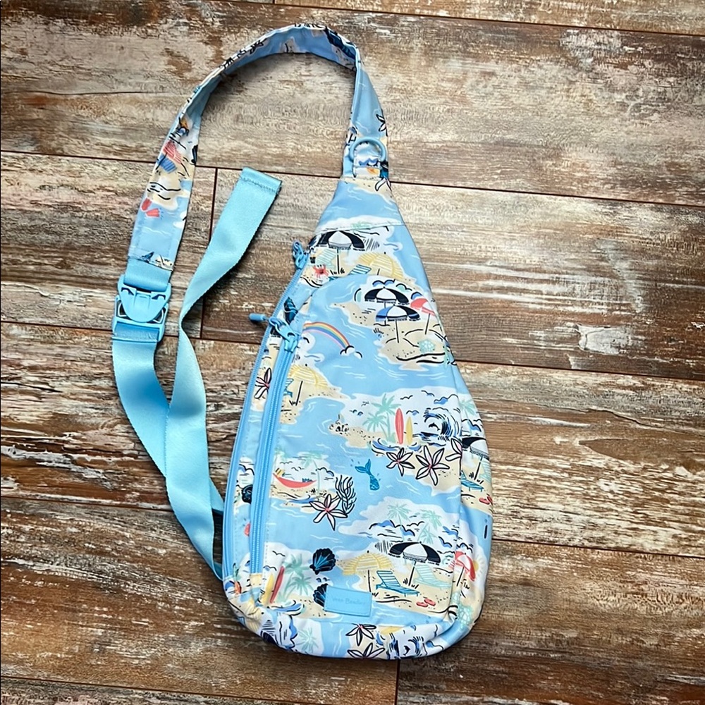 Vera Bradley Blue Crossbody Bag with Beach Print